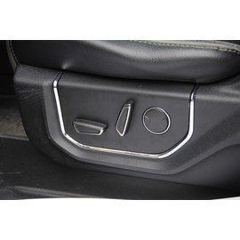 Justautotrim Chrome 2pcs Front Seat adjustment button panel upgrade trims for 2015 2016 2017 2018 Ford F150 & 2017 2018 f250 F350