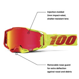 100% ARMEGA Premium Protective Sport Goggles with Ultra HD Lens & Nose Guard (Solaris - HiPER Mirror Red Lens)