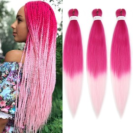 Yuccaha Extensiones De Cabello Trenzado Preestirado De 30 Pulgadas, 3 Paquetes, Trenzas De Ganchillo Profesionales Largas, Cabello Sintético Para Trenzas En Caja, Ajust 227C/Rosa Claro 30 Pulgadas (P