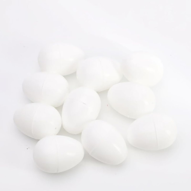 JIHUOO 50 Pcs Empty Plastic Easter Eggs White Blank Easter
