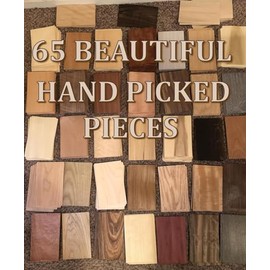 Wood Veneer Variety Pack 65 Pieces 5" x 8" Domestic Exotic Marquetry Pack Inlay 1/42" Thickness Over 18 Square feet