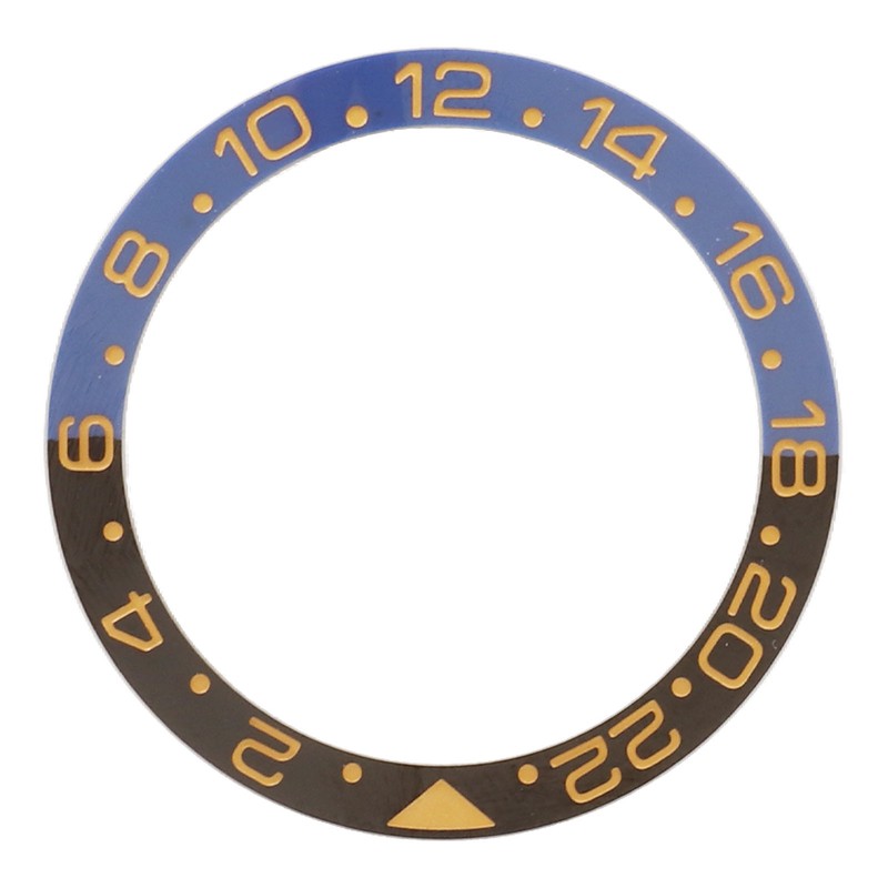 Ceramic Watch Bezel Insert 38mm Blue Black Base Gold Digit