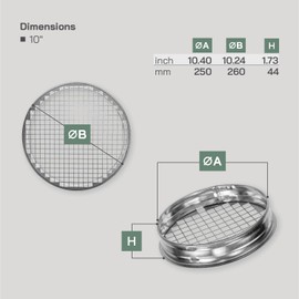 Vent Systems 10” Inch Galvanized Steel Round Vent Cap – Heavy-Duty with Built-in Protective Mesh Screen – For Dryer Vents, Exhaust Pipes, and Round Ducts – Closure Fitting for Indoor and Outdoor Use