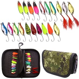 Trout Spoon Set, Artificial Bait Spinner Blinker Set, Fishing Bait 20 Pieces, Fishing Accessories for Pike, Zander, Perch, Trout, with Box (B)