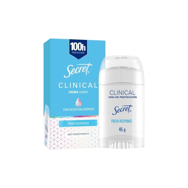 Secret, Desodorante Clinical con Ácido Hialurónico, Fresh Response, 45 GR