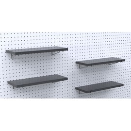 KINOMI Heavy Duty Pegboard Shelves, Value Set of 8 Pack Pegboard Shelf Brackets and 4 Pack Peg Board Shelves for Garage, Home, Garden, Tool Shed (Black)