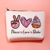 Funny Bakers Themed Gifts Peace Love Baking Cosmetic Bag Zipper