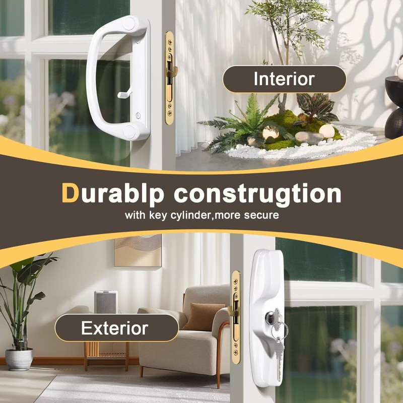 Knobonly Keyed Patio Sliding Door Handle Set, Replacement Slider Handle