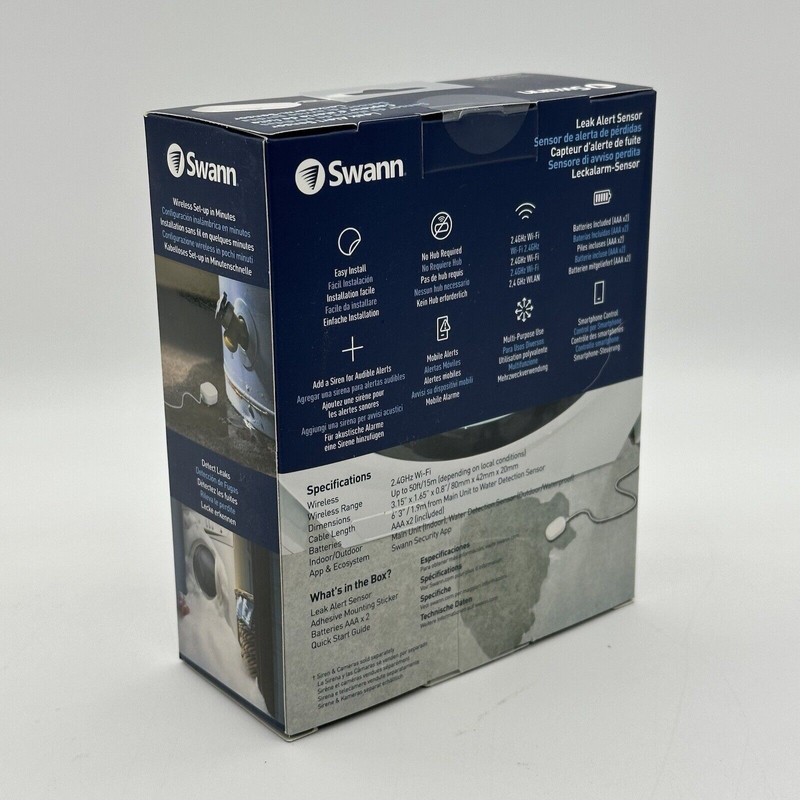 Swann Security NIB Swann Indoor Smart Water Leak Detector SWIFI-LEAK-GL