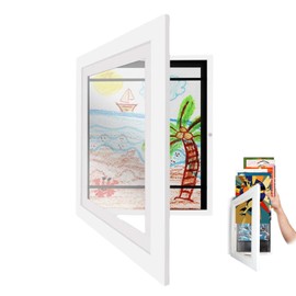 Marco para Dibujos Niños,Marcos de Arte,Marcos para Cuadros,Cuadros para Fotos de Ilustraciones A4,Puede Suspender Horizontal o Longitudinalmente,Exhibición de pared o mesa para el hogar(Blanco)