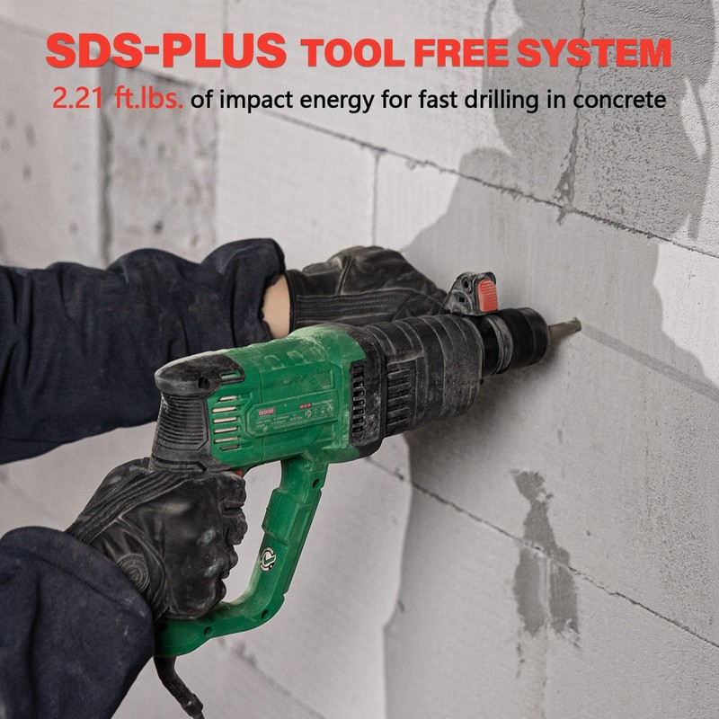 Deshuo 1" SDS-Plus Lightweight Rotary Hammer Drill, 9 Amp 4