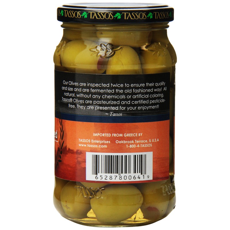 Tassos Evian Olives Stuffed with Natural Pimento, 12.84 Ounce