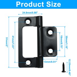 Dijedev 6 Pcs Bifold Door Hinges, 2 x 1 Inch Non-Mortise Door Hinges, Matte Black Door Hinges for Furniture, Windows, Cupboard, Gift Boxes, Tool Box, Jewelry Boxes