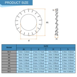 uxcell 300Pcs External Tooth Washers Assortment Kit, 304 Stainless Steel Tooth Locking Ring Washers Quick Speed Star Nut Locking Fastener Fastener, Silver