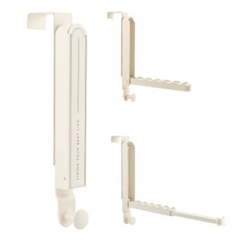 HONUTIGE Over The Door Clothes Hanger, Foldable Travel Hanger with Retractable Rod Metal Over The Door Clothes Drying Rack for Laundry Coat Towels Hanging Rack Bathroom Door Hanger, 1 Pack, White