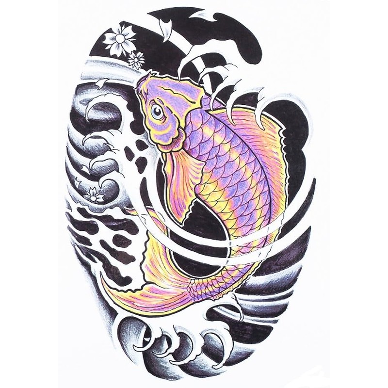 HB251 253 Temporary Fish Tattoo Japanese Koi Tattoo, Japankoi Tattoo,