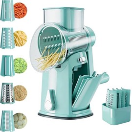 Rallador de Verduras Multifuncional, 5 en 1 Picador de Verduras, Cortador de Verduras con 10 Cuchillas de Acero Inoxidable, para Repollo, Papas, Queso