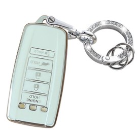 TAPAYICA For Acura Key Fob Shell Keyless Remote Key With Keychain Fit for 2014-2021 Acura ILX MDX RDX RLX TLX(KR537924100) (White-Silver)