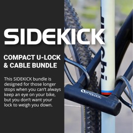 OTTOLOCK Sidekick Compact U-Lock and Cable Bundle - Heavy Duty Anti Theft Bicycle U-Lock with Keys, Silicone-Coated, Bike Accessories, Black