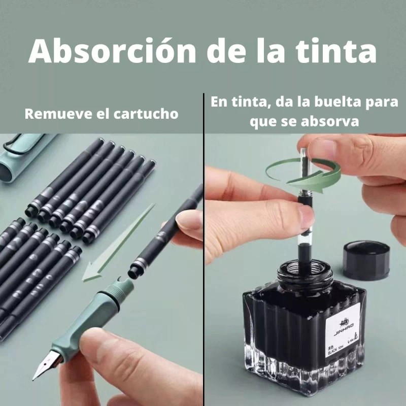 Veraly Pluma Estilográfica Punta Fina 1mm + Tinta/ Rellenable 1pz