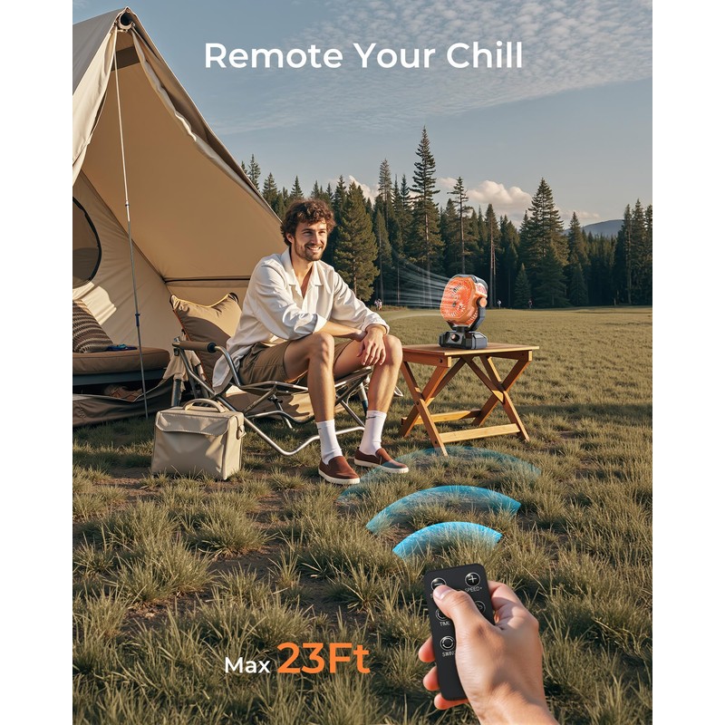 Portable Camping Fan, Misting Desk Fan with Remote, 360ML Water