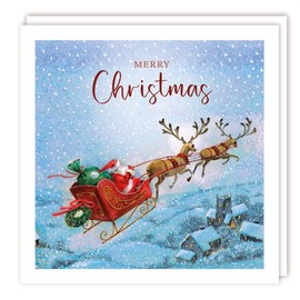 Tracks Publishing Charity Christmas Cards - Father Christmas and His Reindeer - Eco-Friendly - Pack of 5 Cards