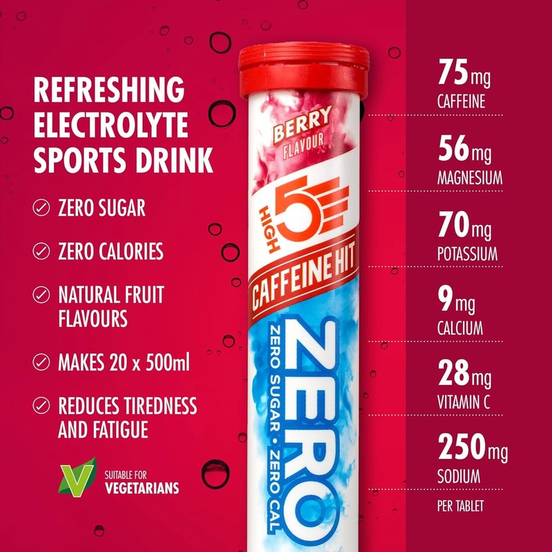HIGH5 ZERO Caffeine Hit ElectrolyteTablets, Hydration Tablets Enhanced with Vitamin