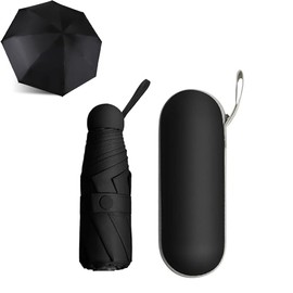dogmoon Travel Umbrella, 8 Ribs Folding Travel Umbrella with Capsule Case, Mini Umbrella, Outdoor UV Folding Umbrella, Pocket Umbrella, Sun UV Protection Umbrella for Men Women (Black), Black 8 Ribs