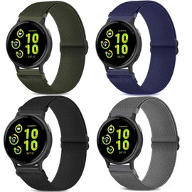 CUNUJIX 4 Pack Stretchy Watch Bands Compatible with Garmin Vivoactive 6/ Vivoactive 5, 20mm Loop Nylon Elastic Fabric Strap for Garmin Vivoactive 3 Music Women Men