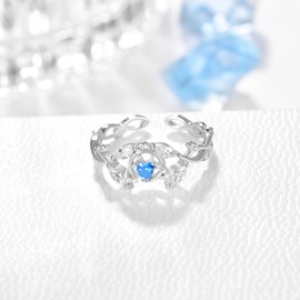 TANGPOET Celtic Knot Ring 925 Sterling Silver Thumb Ring for Women, Leaf Adjustable Open Rings, Valentines Birthday Jewellery Gifts for Women Ladies Girls