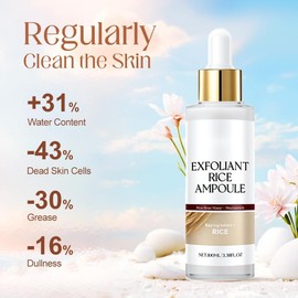 2025 Exfoliante de Arroz Blanco y Negro, Solución Exfoliante de Arroz Blanco y Negro, Limpia en Profundidad, Suave y No Irritante, Apto para Todo Tipo de Pieles (Blanco, 1)