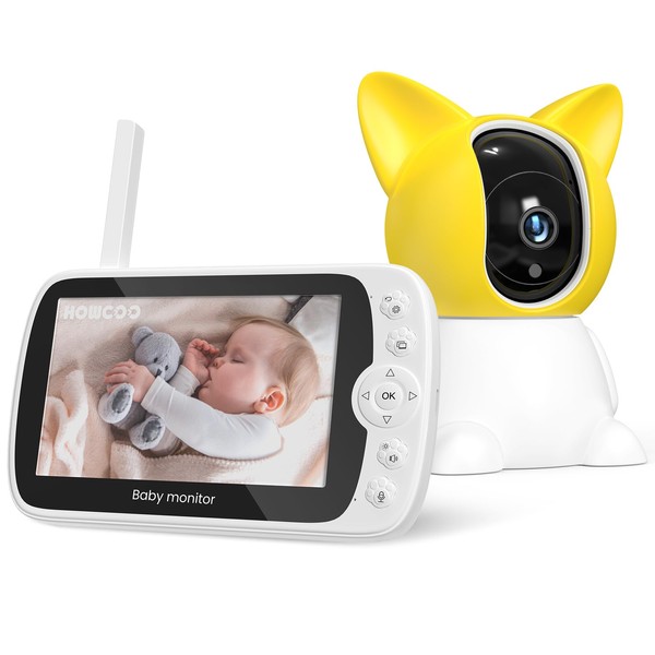 VAVSEA Baby Monitor,5''LCD Screen 1080P Video Baby Monitor with Camera and Audio,1000ft Long Range,VOX,Night Vision,2-Way Talk,Temperature,8 Lullabies and High Capacity Battery