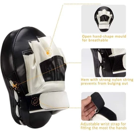 Valleycomfy Boxing Curved Focus Punching Mitts- Leatherette Training Hand Pads,Ideal for Karate, Muay Thai Kick, Sparring, Dojo, Martial Arts