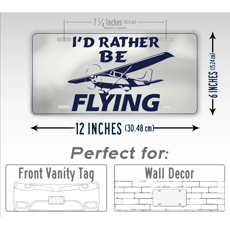SignsAndTagsOnline I'd Rather Be Flying License Plate Cessna Pilot Aviation