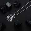 Flpruy Howling Wolf Pendant Necklace 925 Sterling Silver Black Crescent