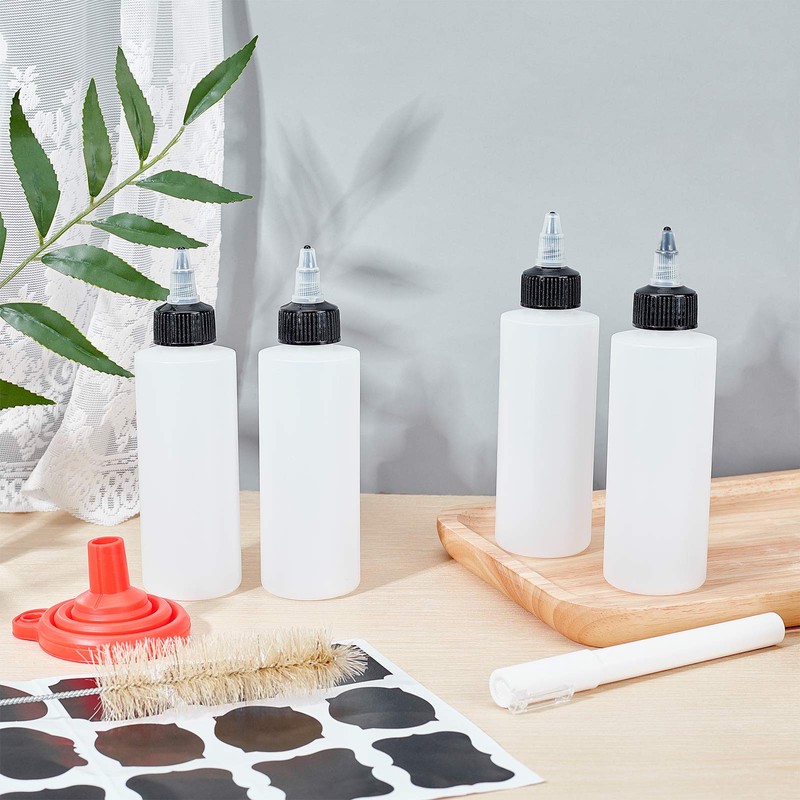 BENECREAT 12 Pack 150ml Plastic Squeeze Dispensing Bottles with Black