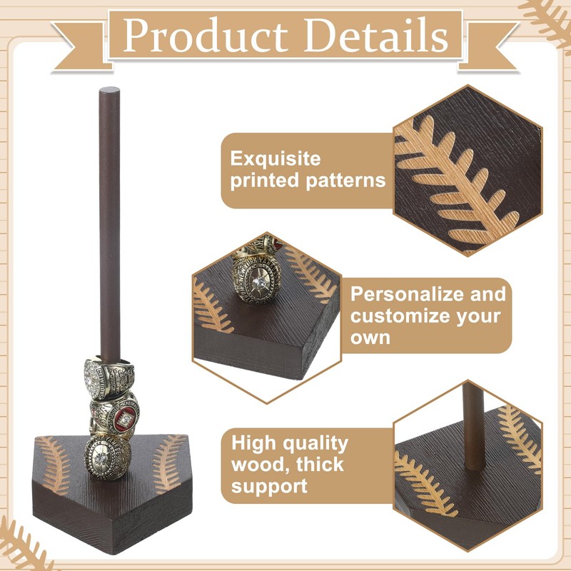 Beeveer 2 Sets Baseball Wooden Ring Holder 10 Inches Softball