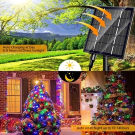 MAOKOT Solar String Lights Outdoor, Upgraded 137FT 400LED Solar Power Christmas Lights with Remote,19 Modes Waterproof Solar Lights String for Outside Garden Home Festival Decorations (Multicolor)