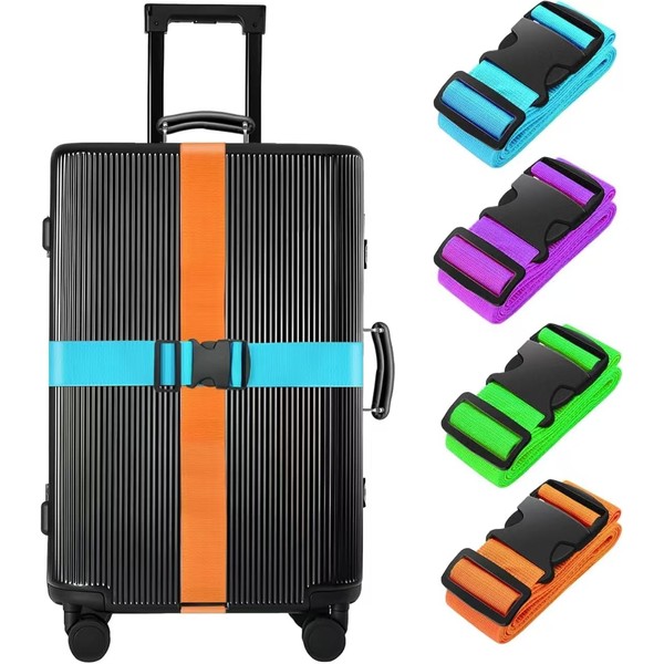 4 Pack Luggage Straps 79" Long Belts Keep Suitcase Secure