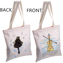 Violin Girl Gifts Violin Music Tote Bag Violin Gifts for Violin Players Violin Lover Gifts for Girls Violin Canvas Tote Bag (violin girl tote bag)