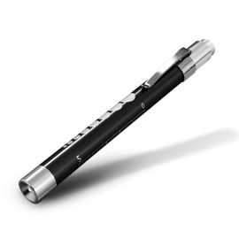 RE-GEN Doctors Nurses Reusable Aluminium LED Pen Light Diagnostics Inspection Penlight Pocket Torch Flashlight (1, Black)