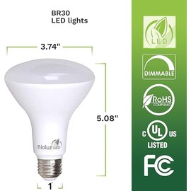 Bioluz LED 4 Pack BR30 LED Bulbs, Indoor Flood Lights High CRI 65W Equivalent uses 8W 3000K Soft White 650 Lumens, E26 Base Dimmable Instant On Interior Home Décor UL Listed FCC RoAS Compliant