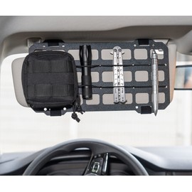 TACNEX Vehicle Rigid MOLLE Panel for Car Visor Organizer EDC Pouch Tool Holster Bag Holder Tactical Gear Rack Truck Equipment Mount Plate Modular Storage Shelf Auto Interior Accessories
