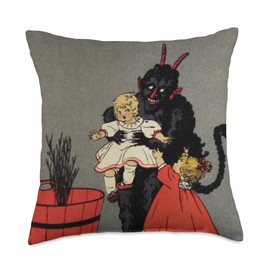 Naught Kids Gruss Vom Krampus Demon Christmas Devil Krampus Throw Pillow