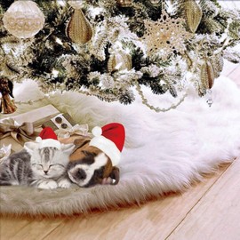 UHAPEER Plush Christmas Tree Skirts Decoration, Christmas Tree Skirt Decoration, White, 122 cm