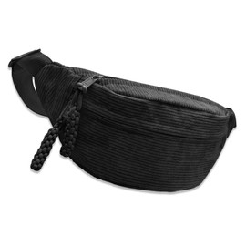 Bum Bag Cord Women's Shoulder Bag Cord with Shoulder Strap Adjustable Fashionable Cord Waist Bag Black Leisure Sports Waist Bags Crossbody Bag Unisex for Men and Women, black, Leisure sports