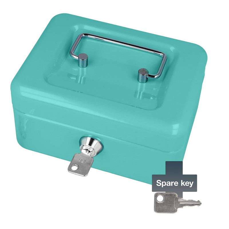 Westcott Cash Box Lockable (Compact, 15 cm) Turquoise | Lockable
