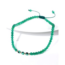 Lightock Evil Eye Ankle Bracelets for Women Beads Anklets Beach Accessiory Gemstone Crystal Adjustable Green Charm