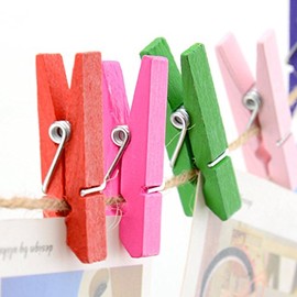 Mini Clips, 1.4 inches (3.5 cm), Wooden Clips, Laundry Accessories, Pinch, Photo, Colorful Clip, Wedding, Photo Paper Pegs, For Displaying, Pinch Tin, Fixing, Durable, Multifunctional, Simulation Store, Set of 20, Set of 50 (Colorful-50 Pieces)
