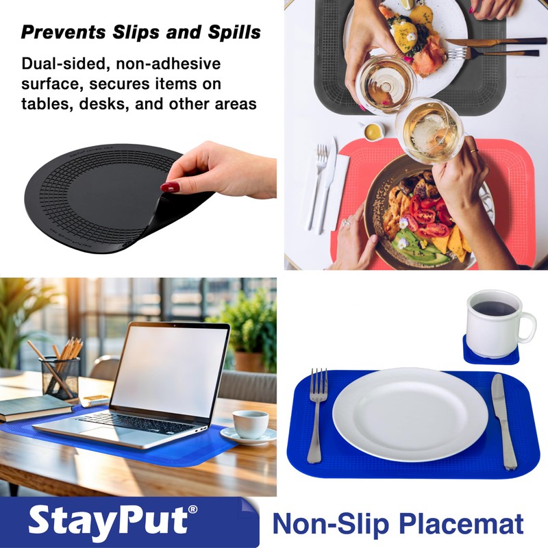 StayPut Premium Non-Slip Placemats - Rectangular & Circular Designs for
